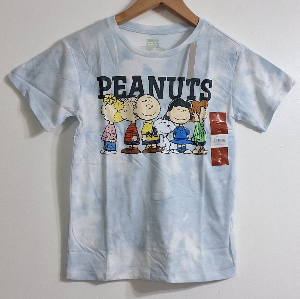 NWT Peanuts Snoopy Gang Girls Short Sleeve Tie Dye Graphic T-Shirt, M(7/8)